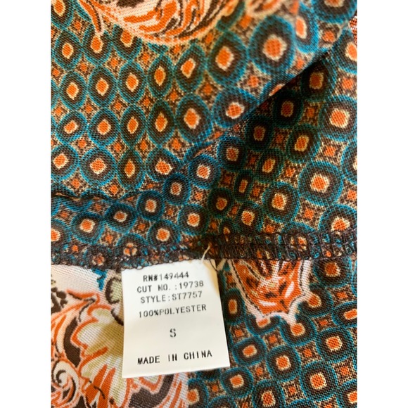 Amber Womens Patchwork Midi cardigan Dress S Brown Boho 70s Vibe Tie Front retro - Picture 7 of 7